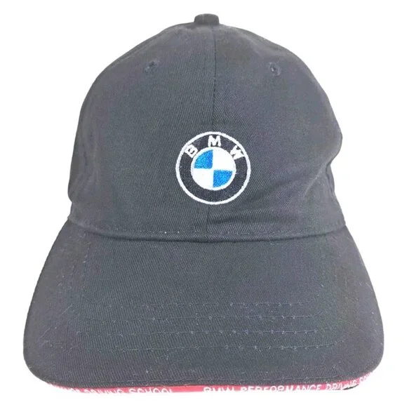 BMW Performance Driving School Hat Black Cap Embroidered Hook Loop Adjustable - Picture 2 of 6